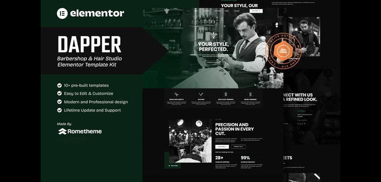 Item cover for download Dapper - Barbershop & Hair Studio Elementor Template Kit