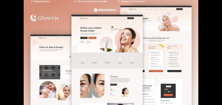 Item cover for download Glowvie - Beauty & Skincare Elementor Pro Template Kit