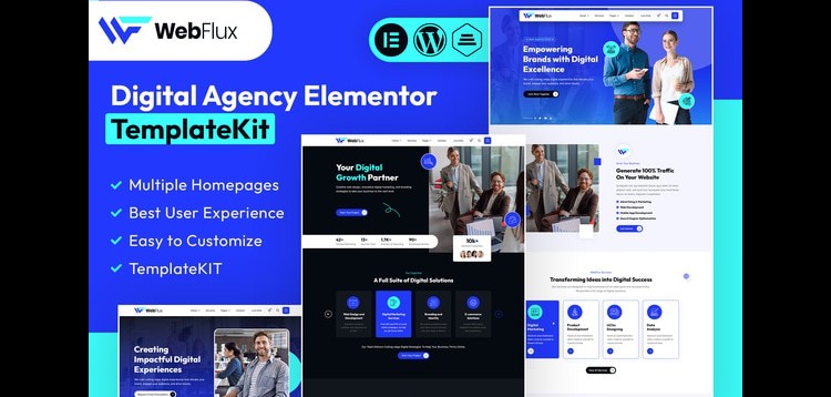 Item cover for download WebFlux - Digital Agency Elementor Template Kit