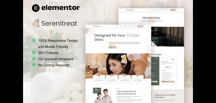 Item cover for download SereniTreat - Spa & Beauty Care Elementor Pro Template Kit