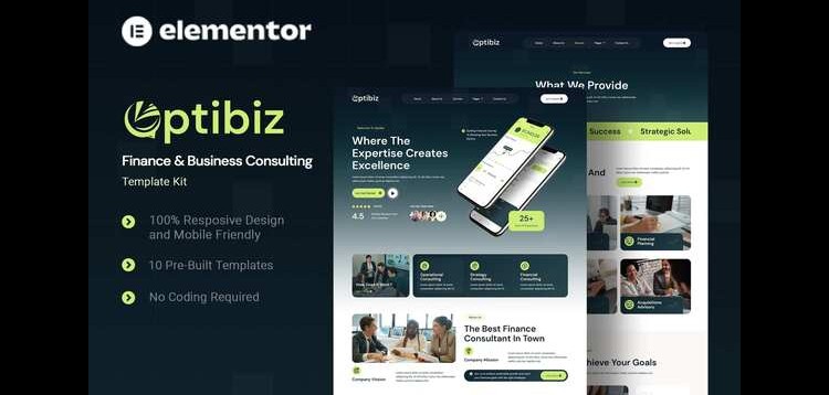 Item cover for download Optibiz - Finance & Business Consulting Elementor Template Kit