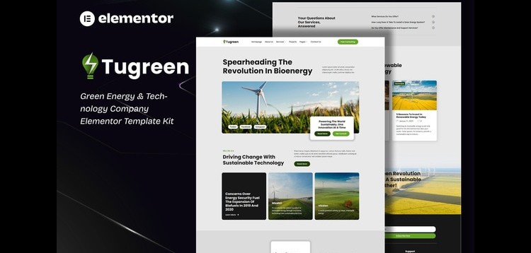 Item cover for download Tugreen - Green Energy & Technology Company Elementor Template Kit