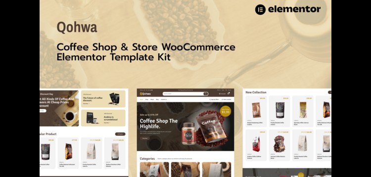 Qohwa - Coffee Shop & Store Ecommerce Elementor Pro Template Kit