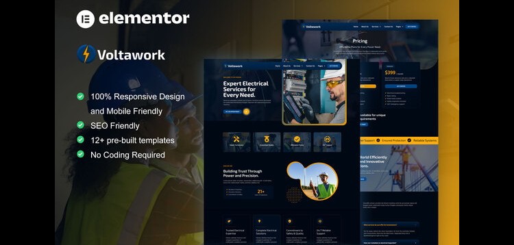 VoltaWork - Electrical Service Elementor Template Kit