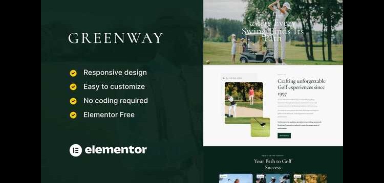 Item cover for download GreenWay - Golf Club & Course Elementor Template Kit