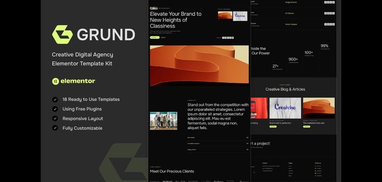 Item cover for download Grund - Creative Digital Agency Elementor Template Kit