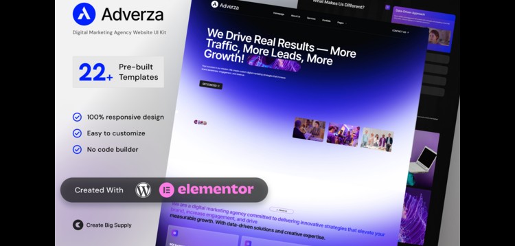 Item cover for download Adverza - Digital Marketing Agency Elementor Template Kit