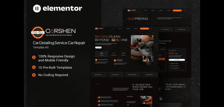 Item cover for download Carshen - Car Detailing Service Car Repair Elementor Template Kit