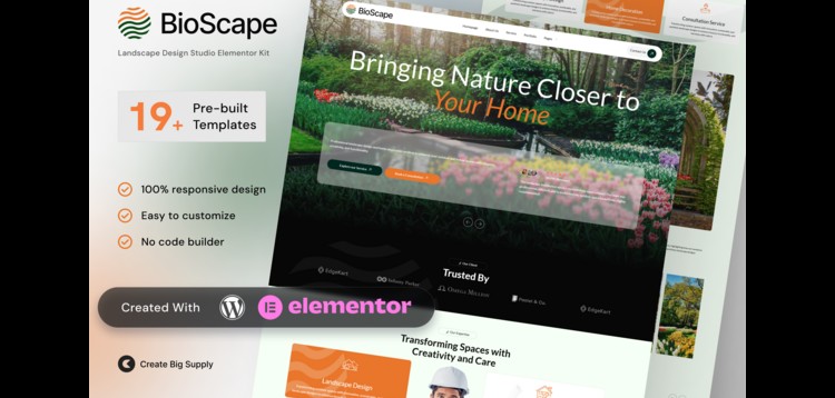 BioScape - Landscape Design & Home Decoration Elementor Template Kit