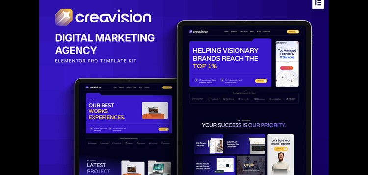 Creavision - Digital Marketing Agency Elementor Pro Template Kit