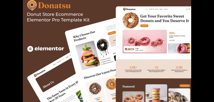 Donatsu - Donut Store Ecommerce Elementor Pro Template Kit