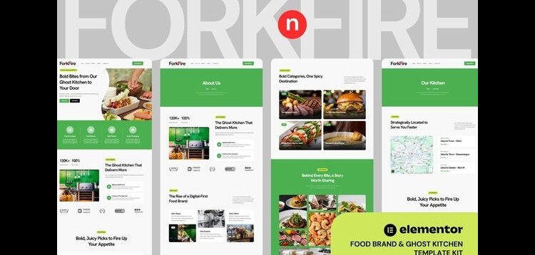 ForknFire - Food Brand & Ghost Kitchen Elementor Template Kit