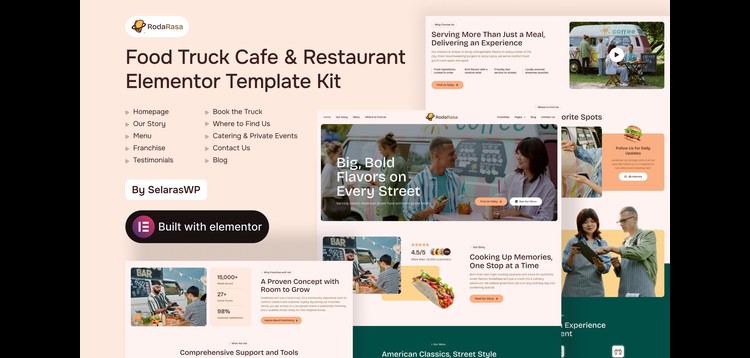 RodaRasa - Food Truck Cafe & Restaurant Elementor Template Kit