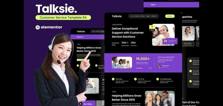 Talksie - Customer Service Website Elementor Template Kit
