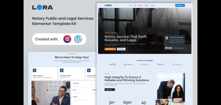 Item cover for download Lora - Notary Public & Legal Services Elementor Template Kit