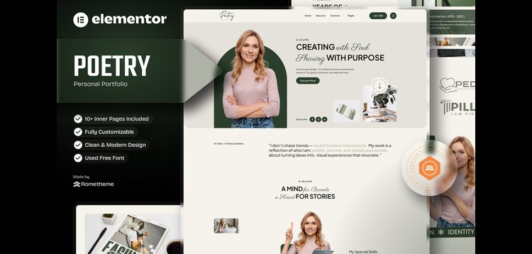 Item cover for download Poetry - Personal Portfolio & Resume Elementor Template Kit
