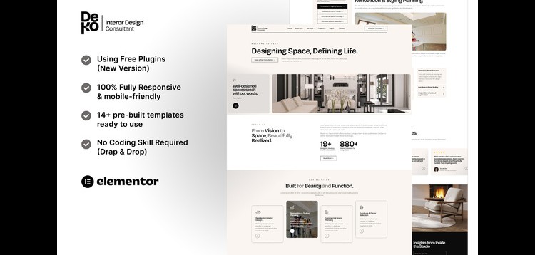 Item cover for download Deko - Interior Design Consultant Elementor Template Kit