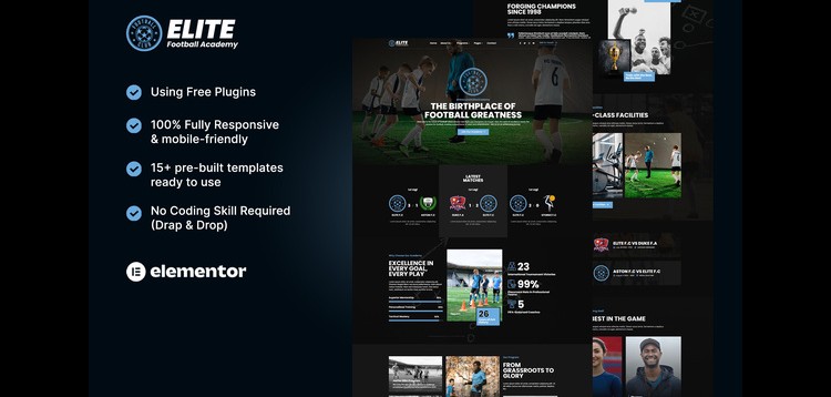 Item cover for download Elite - Football Academy Elementor Template Kit