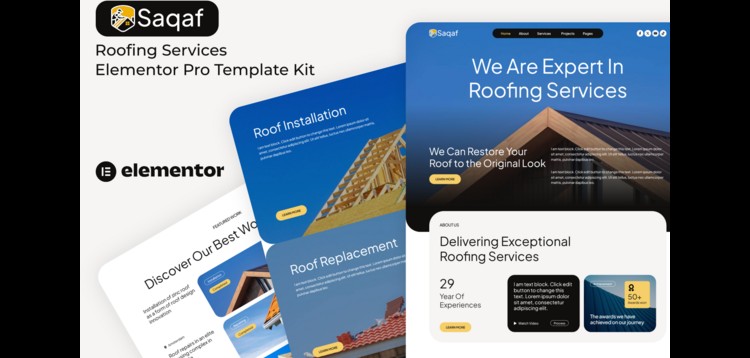 Item cover for download Saqaf - Roofing Services Elementor Pro Template Kit