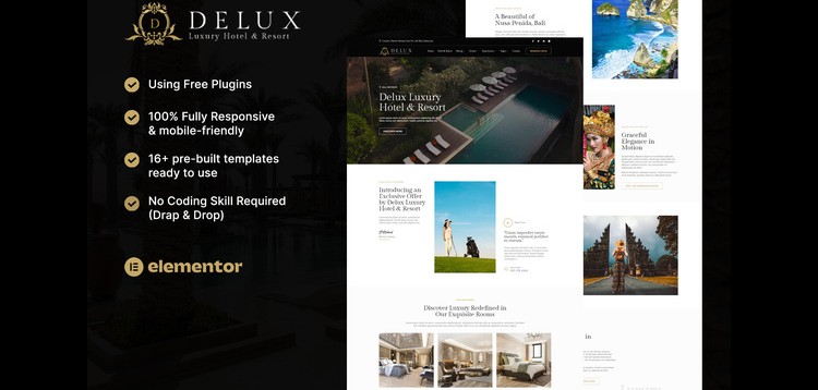Item cover for download Delux - Luxury Hotel & Resort Elementor Template Kit