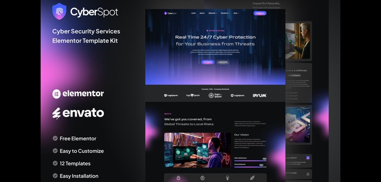 Item cover for download CyberSpot - Cyber Security Services Elementor Template Kit