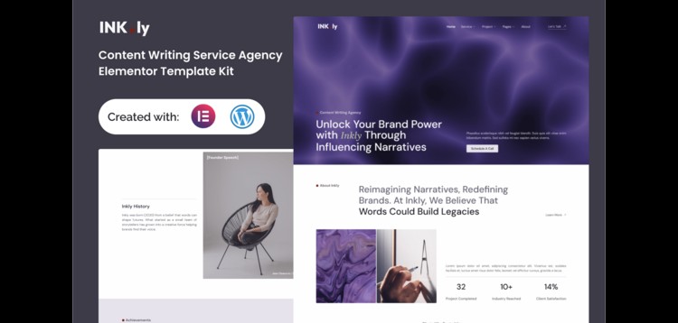 Inkly - Content Writing Service Agency Elementor Template Kit