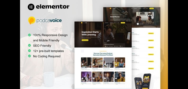 PodcaVoice - Podcaster & Streaming Elementor Template Kit