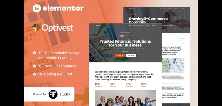 Optivest – Financial & Investment Elementor Template Kit