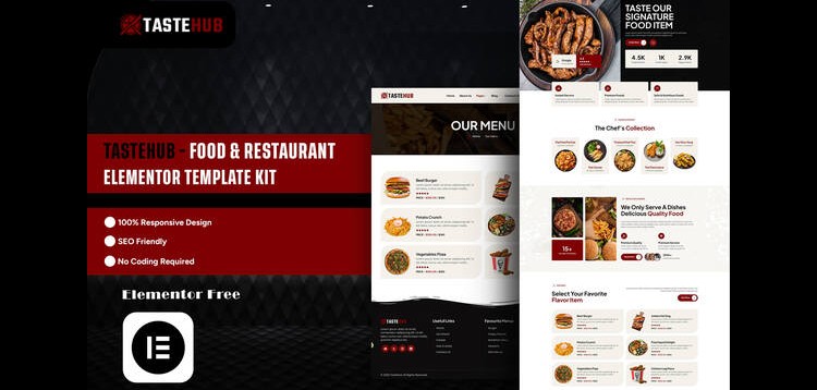 Tastehub - Food & Restaurant Elementor Template Kit