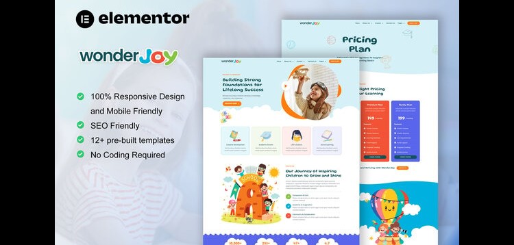 WonderJoy - Kindergarten & Child Care Elementor Pro Template Kit