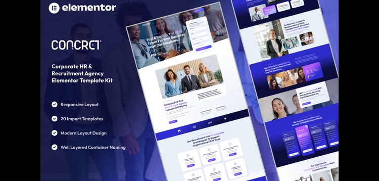 Concret - Corporate HR & Recruitment Agency Elementor Template Kit