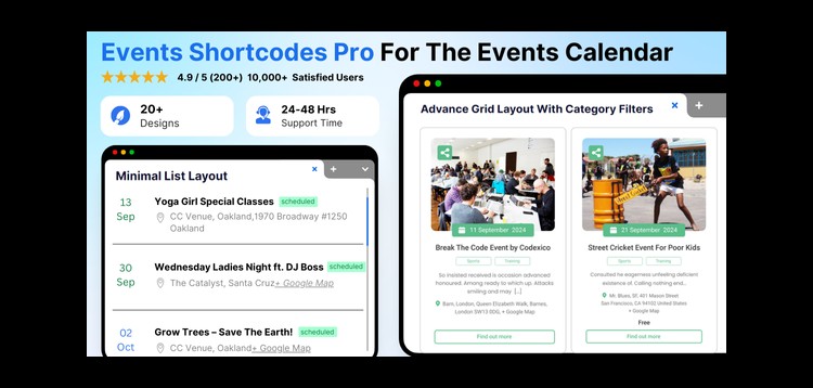 Events Shortcodes & Block Pro For The Events Calendar