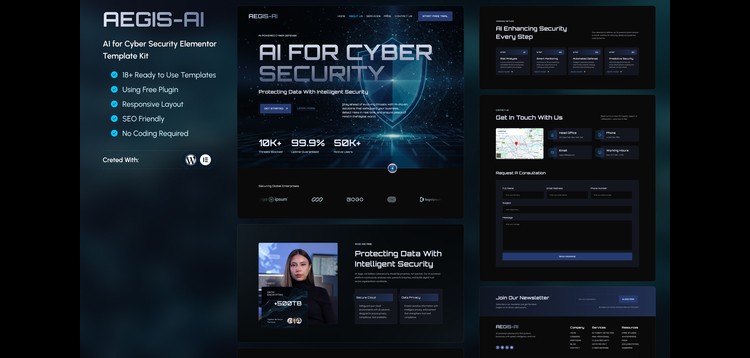 Item cover for download Aegis – AI for Cyber Security Elementor Template Kit