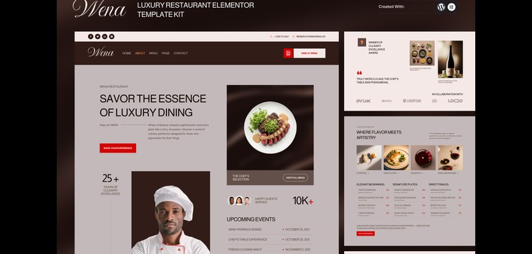 Item cover for download Wena - Luxury Restaurant Elementor Template Kit