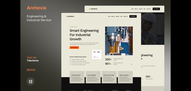 Item cover for download Archevia - Engineering & Industrial Service Website Elementor Kit