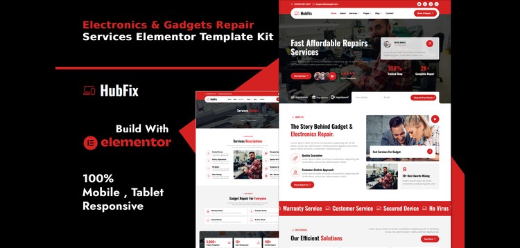 HubFix - Gadgets & Electronics Repair Services Elementor Template Kit