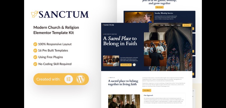 Sanctum - Modern Church & Religion Elementor Template Kit