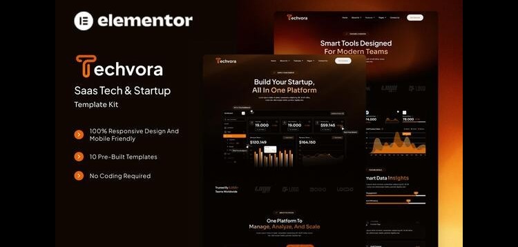 Techvora - Saas Tech & Startup Elementor Template Kit