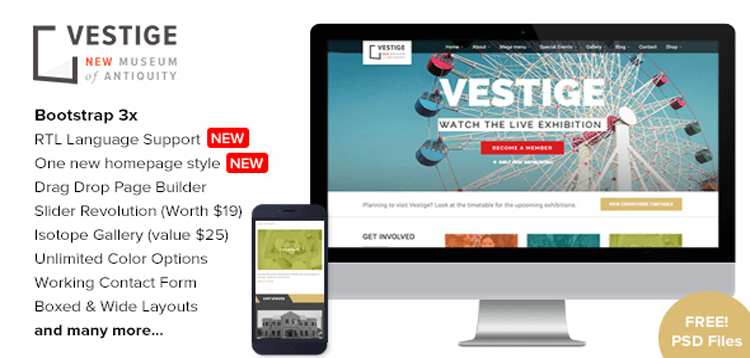 Item cover for download Vestige Museum – Responsive WordPress Theme