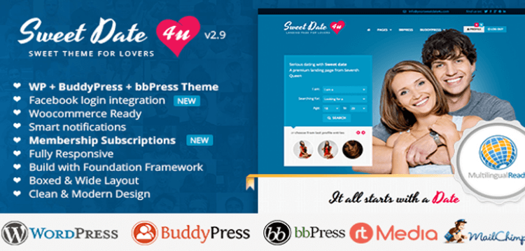 Item cover for download Sweet Date – More than a WordPress Dating Theme