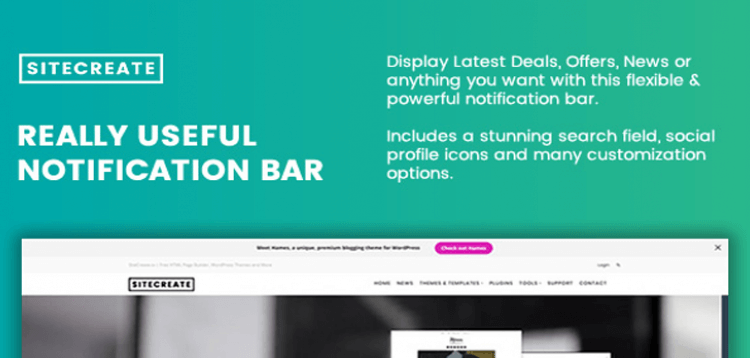 Item cover for download SiteCreate Really Useful Notification Bar for WordPress