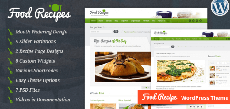 Item cover for download Food Recipes - WordPress Theme