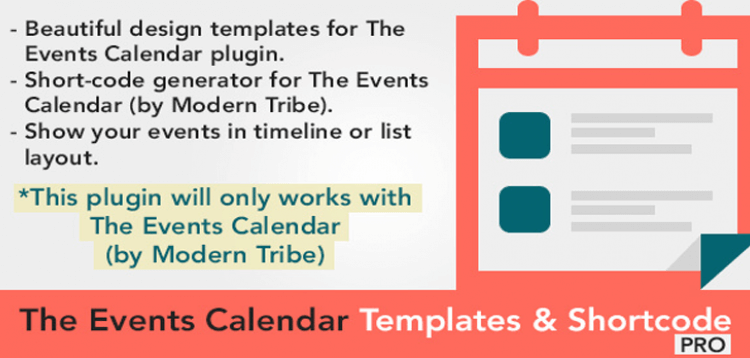 Item cover for download The Events Calendar Shortcode and Templates - WordPress Plugin