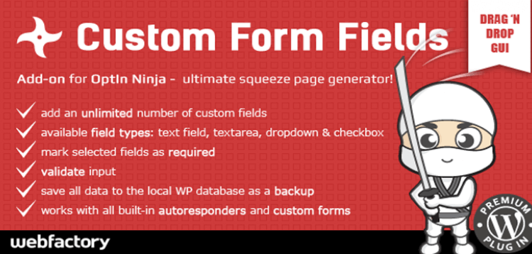 Item cover for download Custom Form Fields add-on for OptIn Ninja