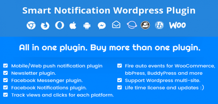 Item cover for download Smart Notification Wordpress Plugin. Web & Mobile Push, FB Messenger, FB Notifications & Newsletter
