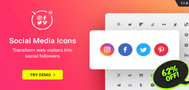 Item cover for download WordPress Social Media Icons – Social Icons Plugin