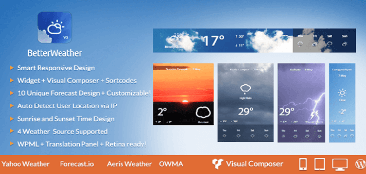 Item cover for download Better Weather - Weather Forecast WordPress Widget