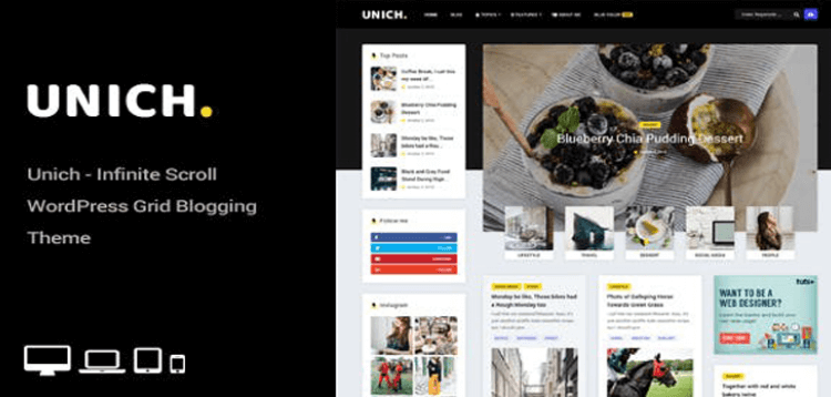 Item cover for download Unich - Infinite Scroll WordPress Blogging Food Recipes Theme