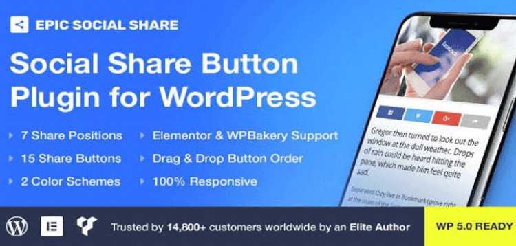 Item cover for download Epic Social Share Button for WordPress  Add Ons for Elementor  WPBakery Page Builder