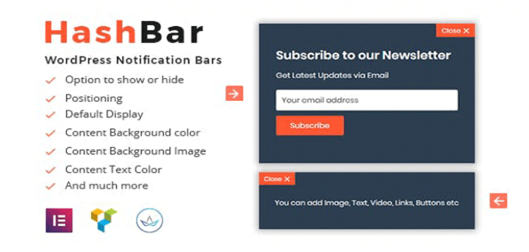 Item cover for download HashBar Pro - WordPress Notification Bar